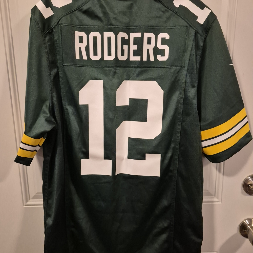 Packers Rodgers Nike Green and Yellow NFL On Field Jersey